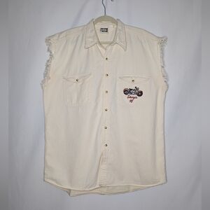 Property Men's Cream 90's 1998 Embroidered Sturgis Button Vest Shirt 3X